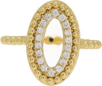 Овальное кольцо с покрытием из желтого золота 585 пробы с точками и CZ Covet