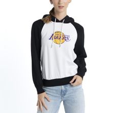 Women's Lusso White Los Angeles Lakers Marlowe Tri-Blend Raglan Pullover Hoodie Lusso