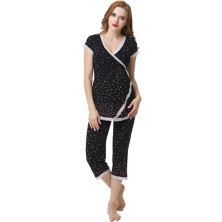 Пижамный топ для кормления Pokkori с кружевным акцентом и пижамный комплект капри для беременных Pokkori