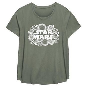 Plus Size Star Wars Floral Logo Flowy Graphic Tee Star Wars