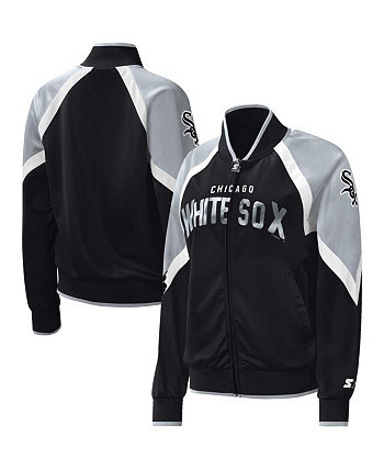 Женская черная спортивная куртка Chicago White Sox Touchdown с регланами и молнией во всю длину Starter