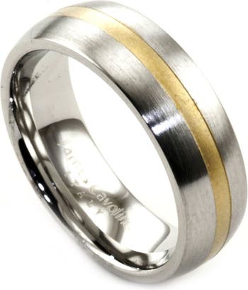 Двухцветное кольцо с полосками из нержавеющей стали, золото IP, матовая полоса JAMES CAVOLINI ITALY