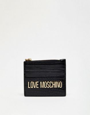 Визитница Love Moschino из черной крокодиловой кожи LOVE Moschino