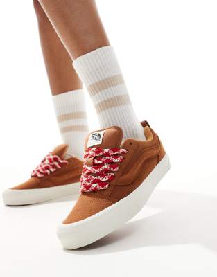 Vans Knu Skool Vintage sneaker in light brown and red Vans