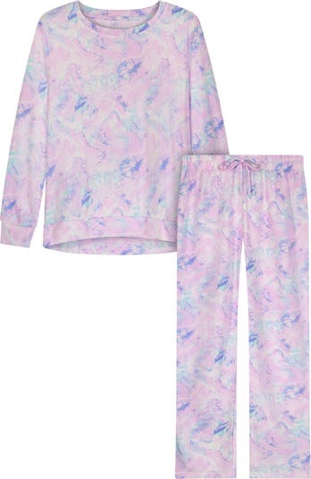 Marble Long Sleeve Hacci Top & Pants Pajama Set Sleep On It