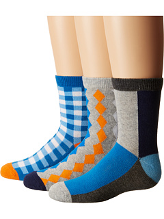 Комплект из 3 пар из ситцевого пигмента с цветными блоками и носками Argyle (для малышей / маленьких детей / больших детей) Jefferies Socks
