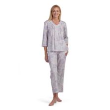 Women's Miss Elaine Essentials Cottonessa Long Sleeve Pajama Top & Pajama Pants Sleep Set Miss Elaine