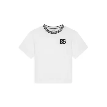 Маленький ребенок &amp; Детская футболка с жаккардовым вырезом и логотипом Dolce & Gabbana