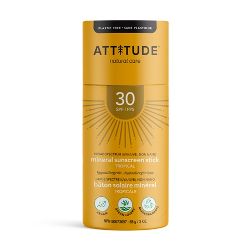 Минеральный солнцезащитный стик-стик Attitude Tropical SPF 30 -- 3 унции ATTITUDE