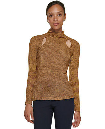 Женский свитер в рубчик с вырезами и длинными рукавами DKNY