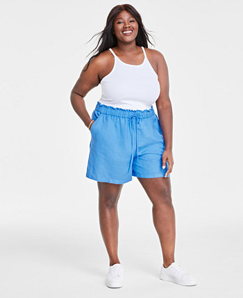 Trendy Plus Size Linen-Blend Shorts, Created for Macy's On 34th