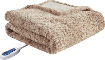 Heated Faux Fur Throw Blanket Beautyrest