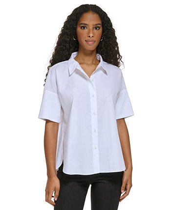 Женская хлопковая рубашка с коротким рукавом на пуговицах Calvin Klein