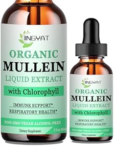 Mullein Drops (Капли) for Lungs | Powerful Mullein Leaf Extract with Chlorophyll, Vitamin C, Cinnamon for Immune Support, Detox & Respiratory Support, Bronchial Support | Non-GMO, Kosher, Gluten-Free JINGYAT