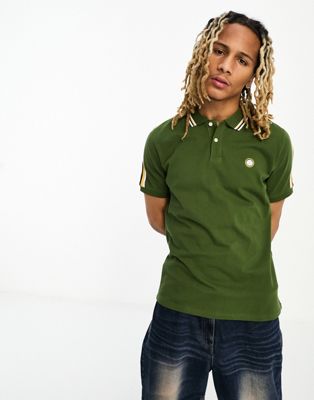 Зеленая рубашка-поло с полосками и рукавами Pretty Green Hollen Pretty Green