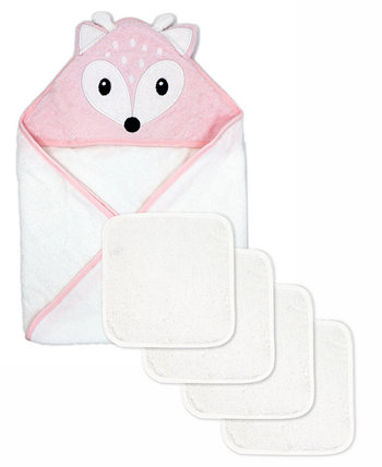Банное полотенце и тряпки с капюшоном для маленьких девочек Jesse & Lulu, набор из 5 предметов Baby Mode