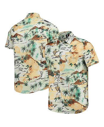 Мужская кремовая рубашка New Orleans Saints Paradise с цветочным принтом на пуговицах FOCO
