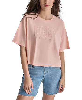 Women's Cropped-Fit Short-Sleeve Logo T-Shirt DKNY