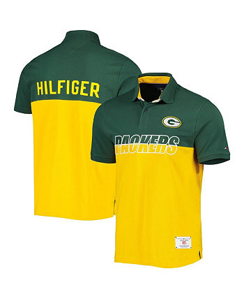Мужская рубашка-поло с цветными блоками Green Bay Packers золотого и зеленого цвета Tommy Hilfiger