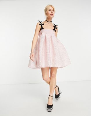 Розовое платье мини в стиле бэбидолл с бантом Dream Sister Jane Sister jane