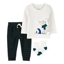 Комплект из трех предметов: футболка, штаны и носки с животным принтом для мальчика Carter Carter's