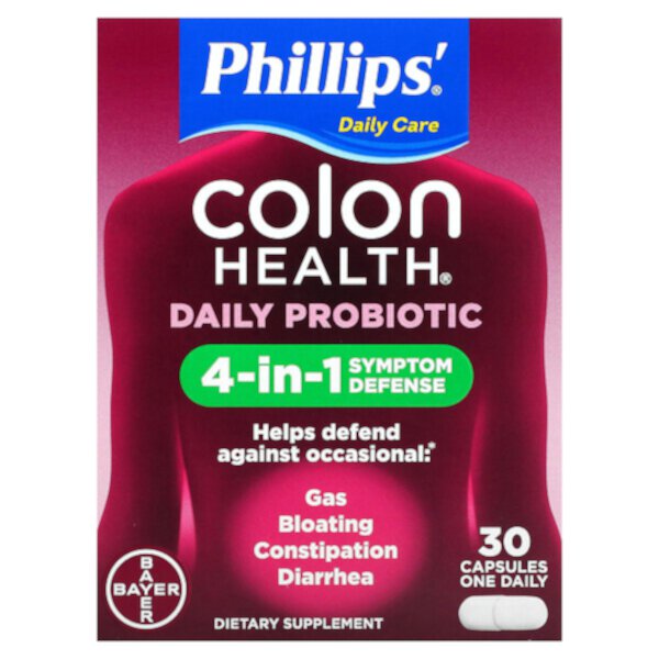 Ежедневная добавка с пробиотиками Colon Health, 30 капсул Phillips'