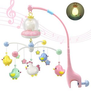 Baby Musical Crib Mobile with music lights Animals, Pink Generic