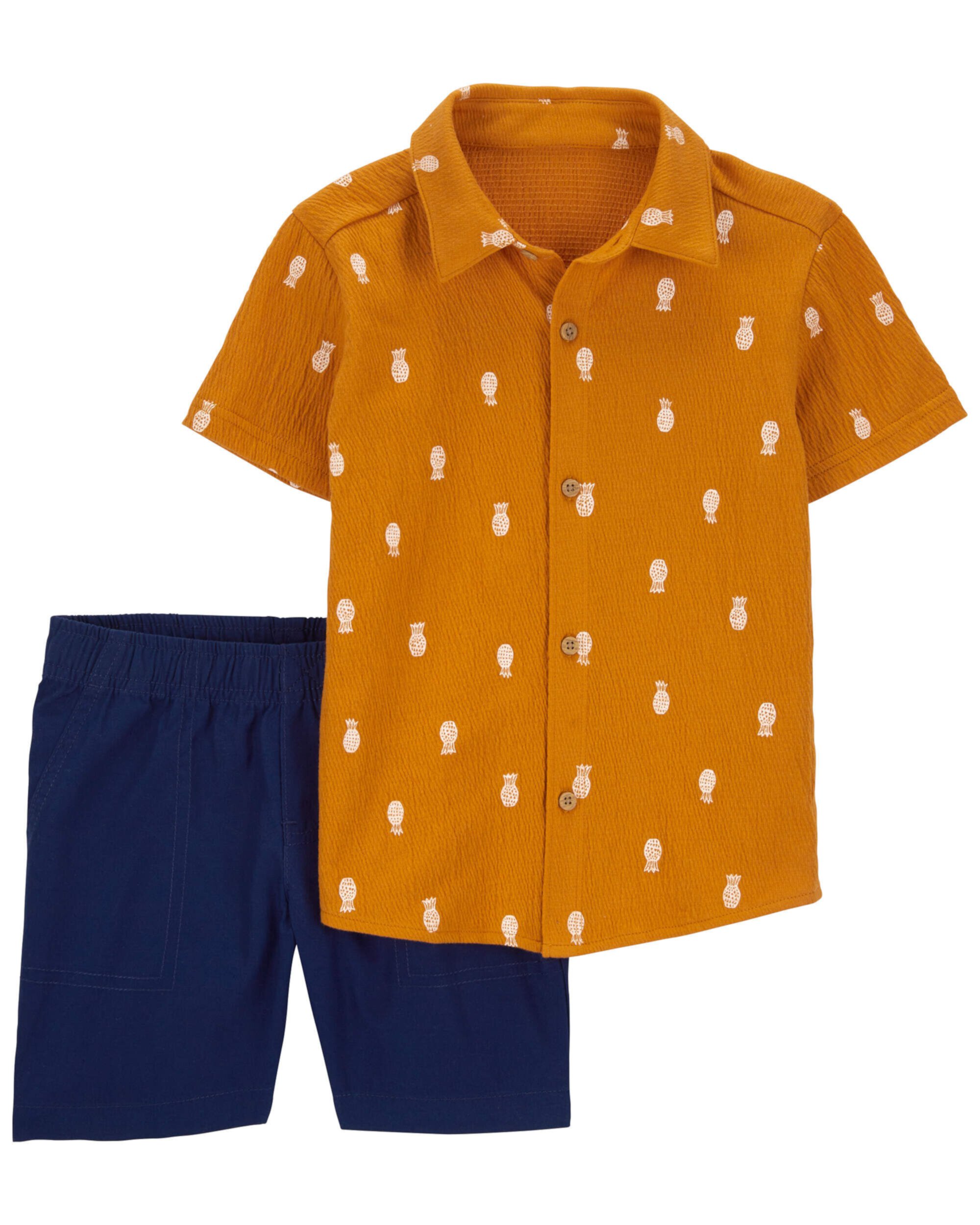 Комплект из двух предметов: рубашка с принтом ананаса и шорты из парусины для малышей Carter's