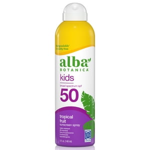 Alba Botanica Kids Sunscreen Spray SPF 50, Tropical Fruit, 5 fl oz Alba Botanica