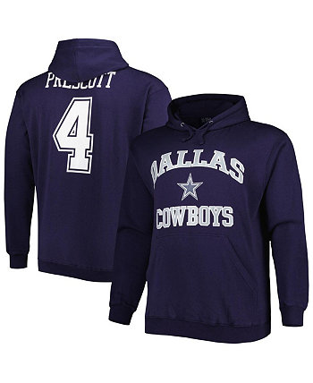 Мужской темно-синий флисовый пуловер с капюшоном Dak Prescott Dallas Cowboys Big and Tall с именем и номером Profile