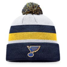 Men's Fanatics Branded Navy/Gold St. Louis Blues Fundamental Cuffed Knit Hat with Pom Fanatics