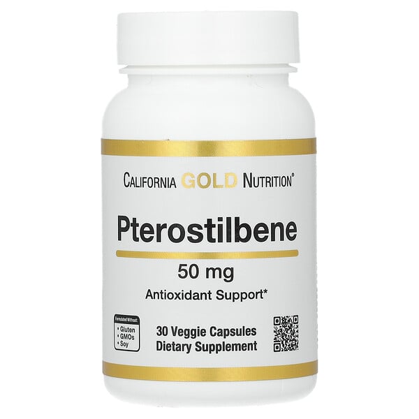 Птеростильбен, 50 мг, 30 растительных капсул California Gold Nutrition