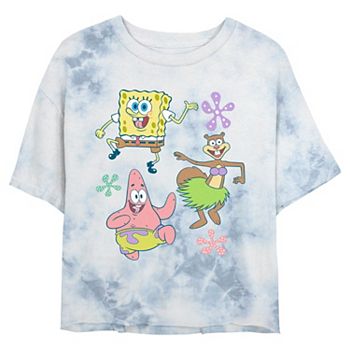 Juniors' Nickelodeon SpongeBob SquarePants And Friends Dancing Cropped Graphic Tee Nickelodeon