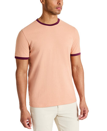 Men's Contrast-Trim Textured Short Sleeve T-Shirt Kenneth Cole