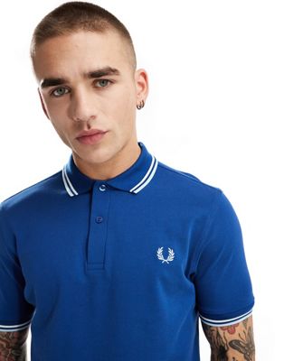 Fred Perry twin tipped polo shirt in royal blue Fred Perry