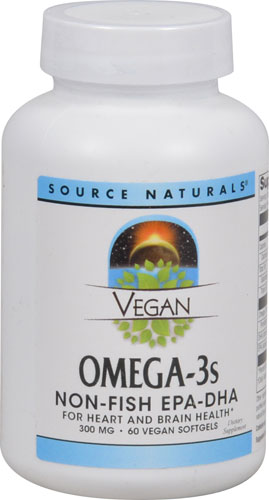 Source Naturals Vegan Omega-3s EPA-DHA — 300 мг — 60 веганских мягких желатиновых капсул Source Naturals