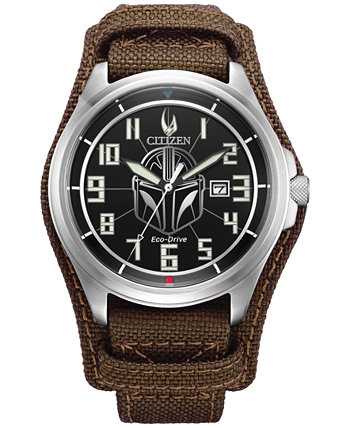 Мужские часы Eco-Drive The Mandalorian с коричневым кожаным ремешком 44 мм Citizen
