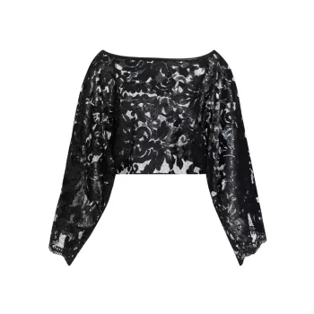 Femininity Sequined Lace Crop Blouse Frederick Anderson