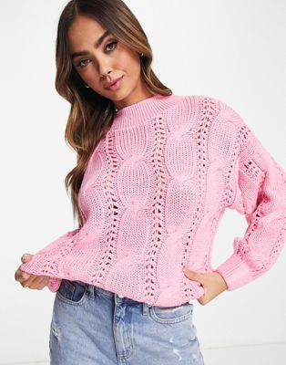 Эксклюзивный розовый вязаный свитер с рисунком In The Style x Jac Jossa In The Style