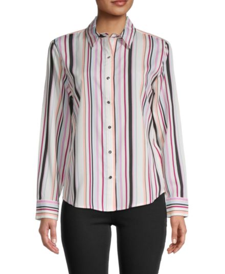 Полосатая рубашка на пуговицах DKNY