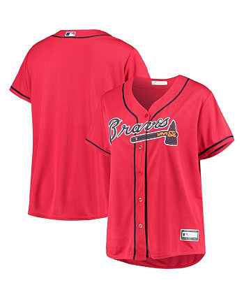 Women's Red Atlanta Braves Plus Size Alternate Replica Team Jersey Profile