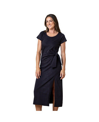 Women's Organic Short Sleeve Knit Tie Midi Dress Hope & Henry