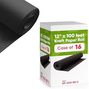 12" x 1200" USA Made Black Kraft Paper Roll, 45 lbs Thickness, American Quality Colored Roll Paper for School, Bulletin Kraft Paper - Odorless, Non-Toxic, Safe for Kids Paclord