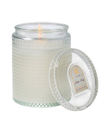 Juniper Berry Textured Glass Candle with lid,15oz Aromatique