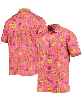 Мужская рубашка на пуговицах Cardinal в винтажном стиле с цветочным принтом и эффектом потертости Iowa State Cyclones Wes & Willy
