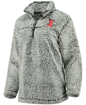 Женская серая куртка Illinois Fighting Illini Sherpa Super Soft с застежкой-молнией Boxercraft