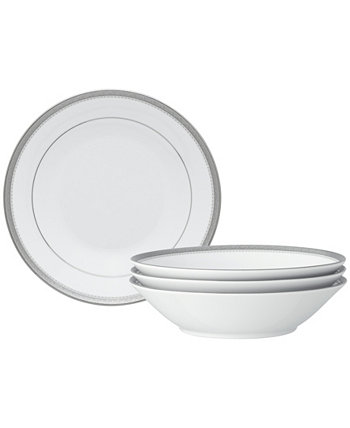 Charlotta Platinum, набор из 4 суповых тарелок диаметром 7,5 дюйма, 12 унций, сервис на 4 персоны Noritake