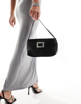 Черная атласная сумка на плечо True Decadence с декоративными деталями True Decadence