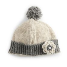 Женская шапка-бини с помпонами и полями и цветком крючком SIJJL SIJJL