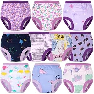 BIG ELEPHANT 10 Packs Baby Girls' and Boys' Potty Training Pants, 100% Cotton Absorbent Training Underwear for Toddler BIG ELEPHANT